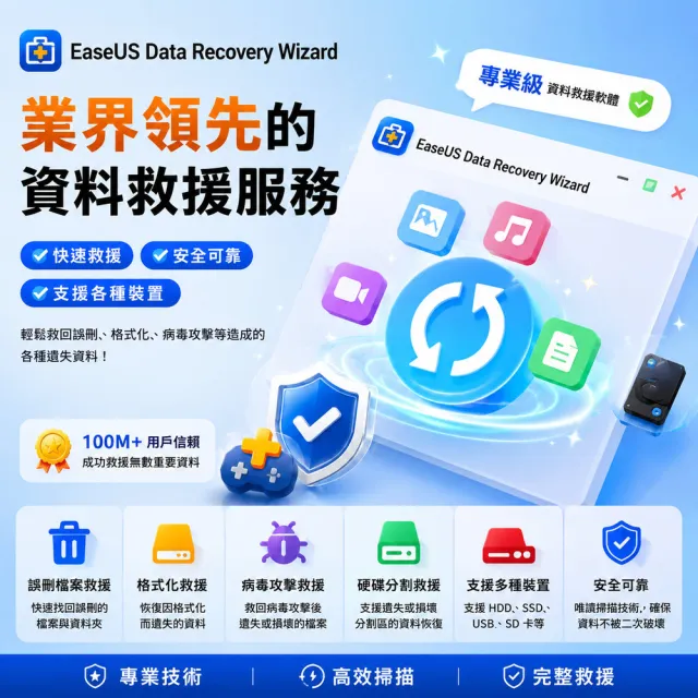 【EaseUS】Data Recovery 一個月 資料救援 硬碟救援 硬碟修復(台灣總代理-冠鋐電腦原廠合法授權認證)