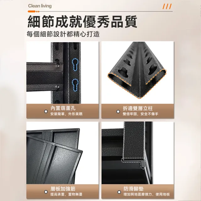 【小不記】全碳鋼加厚超耐重五層層板可調置物架110*45*170CM(層架 收納架 收納櫃 貨架 鐵架 儲物架 展示架)