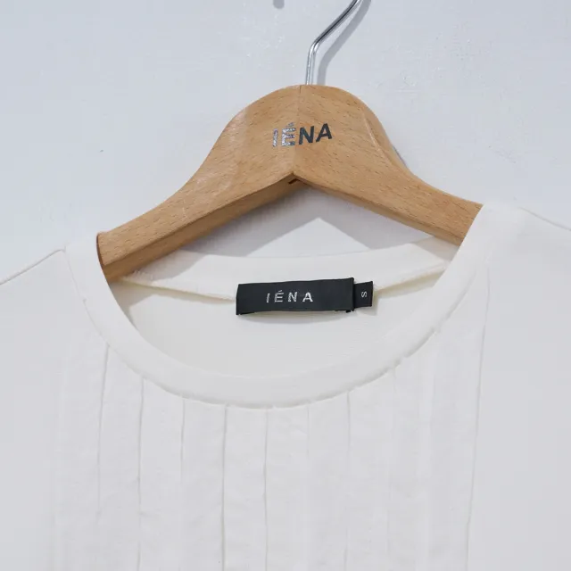 【IENA】羅紋分割布條T（#6251003 七分袖、圓領上衣；白色/深灰色）