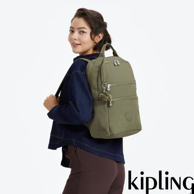 【KIPLING】鼠尾草綠多層收納後背電腦公事包-BIANA 女包