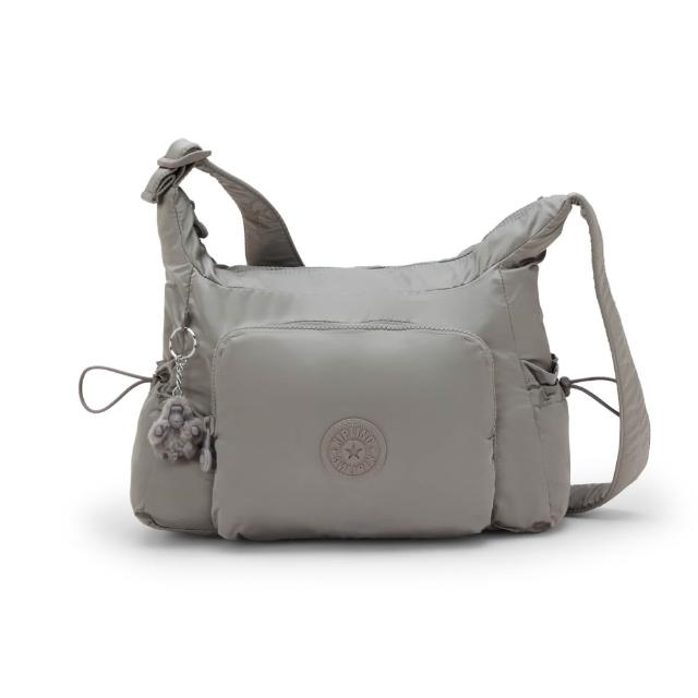 【KIPLING】『牛角包』靜謐灰輕巧多袋實用側背包-GABB S 女包
