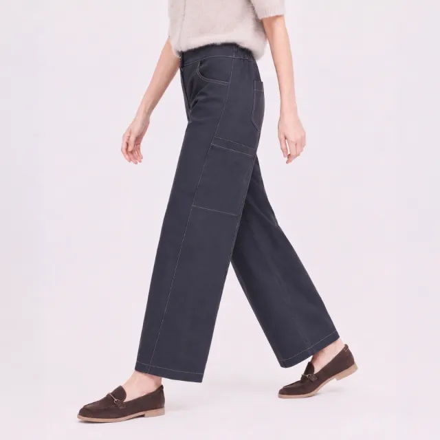 【ILEY 伊蕾】多口袋工裝棉質休閒褲(灰；M-XL；1263026615)