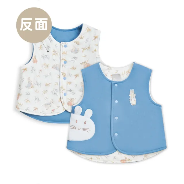 【奇哥】比得兔 嬰幼童裝 松果比得鋪雙面穿背心外套-絨毛布+天絲棉布 (1-5歲)