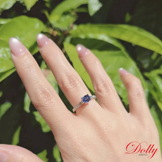 【DOLLY】買一送一 14K金 無燒斯里蘭卡藍寶石1克拉鑽石戒指-027 高級訂製珠寶 奢華質感 浪漫送禮