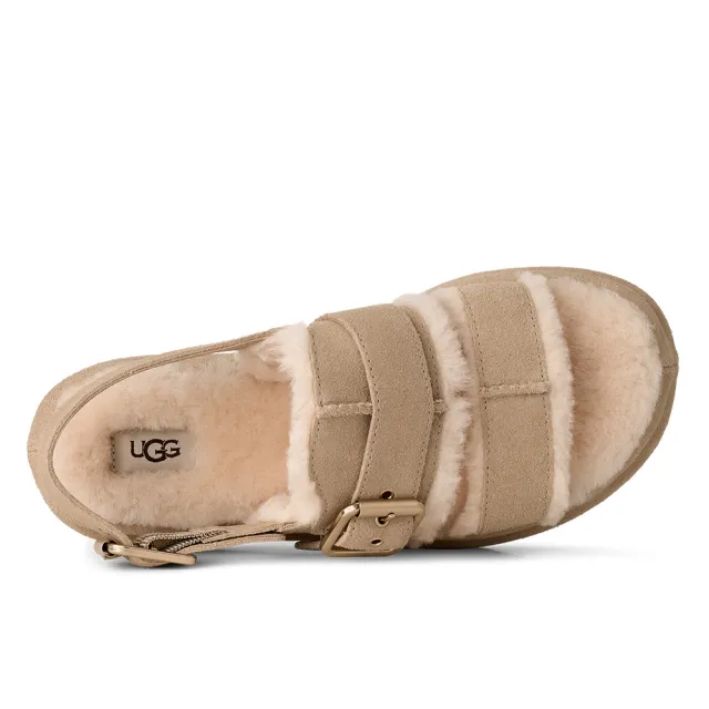 【UGG】涼鞋 女鞋 毛絨飾邊序帶涼鞋 Enwrap Sandal 卡其色 UG1180314MDSD