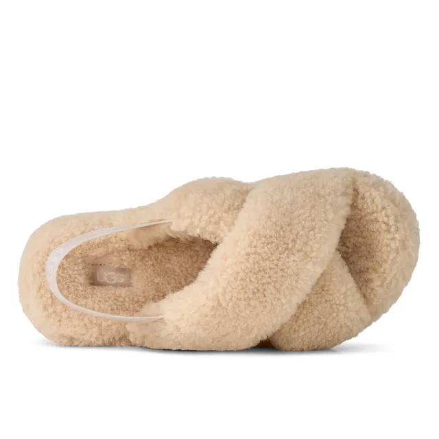 【UGG】涼鞋 女鞋 交叉毛絨序帶涼鞋 Oh Fluffita Cross Strap 自然白 UG1191135NAT