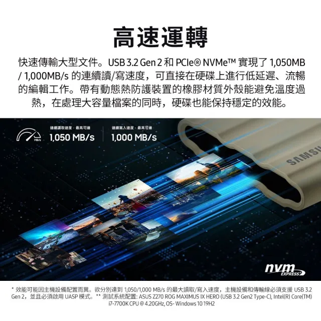 【Samsung 三星】T7 Shield 1TB Type-C USB 3.2 Gen 2 外接式ssd固態硬碟(靛青藍)