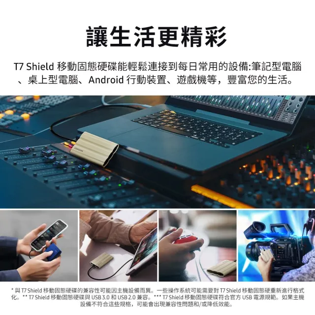 【Samsung 三星】T7 Shield 1TB Type-C USB 3.2 Gen 2 外接式ssd固態硬碟(靛青藍)