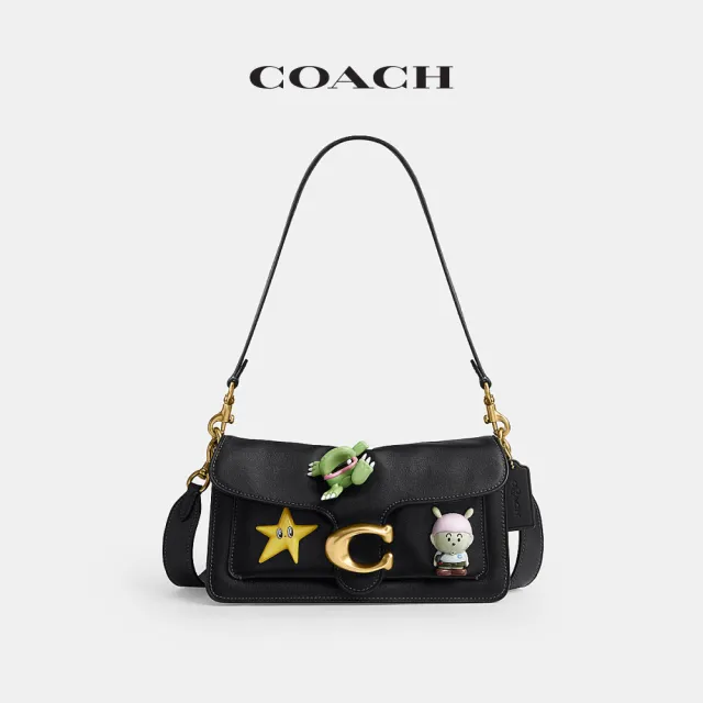【COACH】蔻馳官方直營 BRAIN DEAD TABBY 別針裝飾 SOFT 26 單肩手袋-B4/黑色(CEO05)