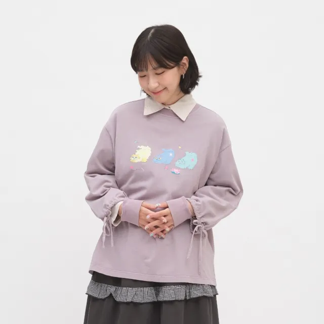 【plain-me】SAAKO 短袖 貓貓 綁帶 女生短TEE 女上衣 袖口綁帶貓貓水洗tee_SAA0054-262