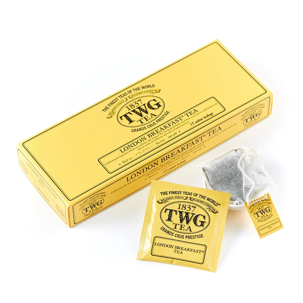 【TWG Tea】手工純棉茶包 倫敦早餐茶 15包/盒(London Breakfast Tea;紅茶)