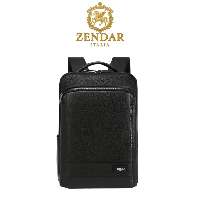 【ZENDAR】台灣總代理 頂級小牛皮商務休閒旅行後背包 愛德華II系列 (黑色 男包)