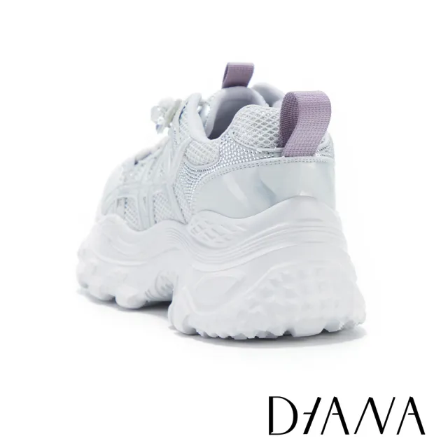 【DIANA】高級異材質拼接燙鑽老爹鞋 灰色