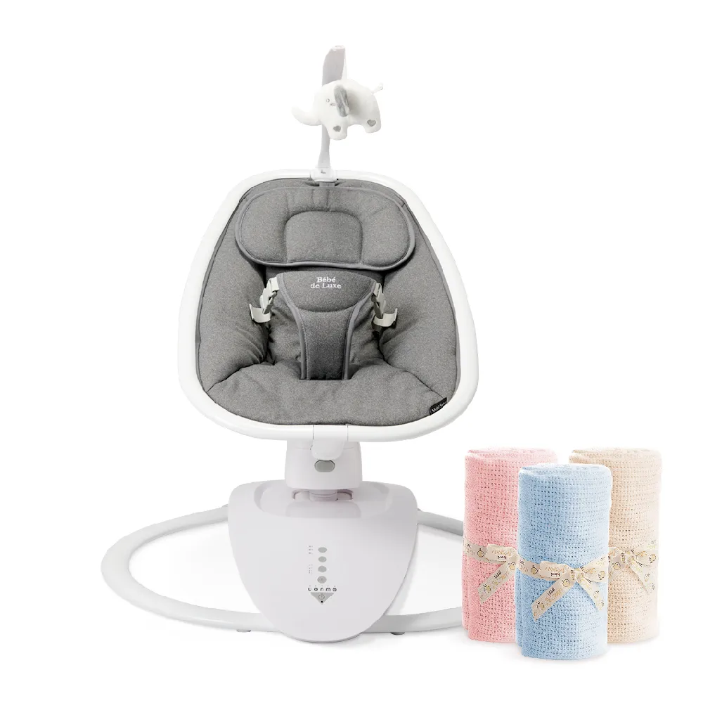 【BeBe de Luxe】Multi Swing 3D電動斜躺搖籃+洞洞毯(3色)