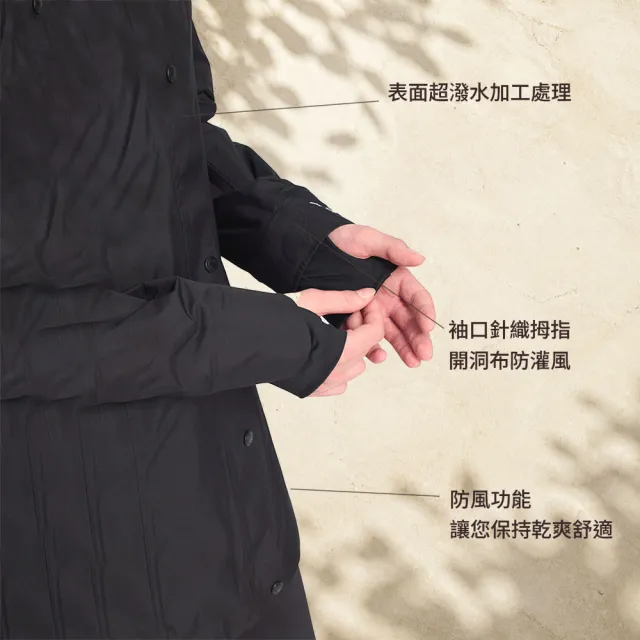 【Wildland 荒野】男女 PR棉輕量極暖防水長版外套