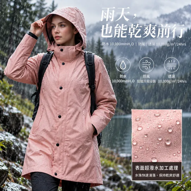 【Wildland 荒野】男女 PR棉輕量極暖防水長版外套
