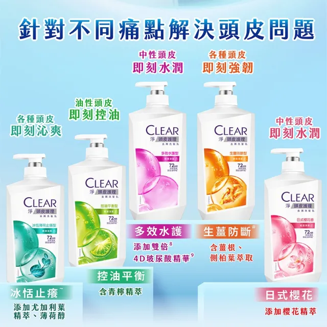 【CLEAR 淨】去屑/頭皮護理香氛系列洗髮乳750gx1入(多款任選)