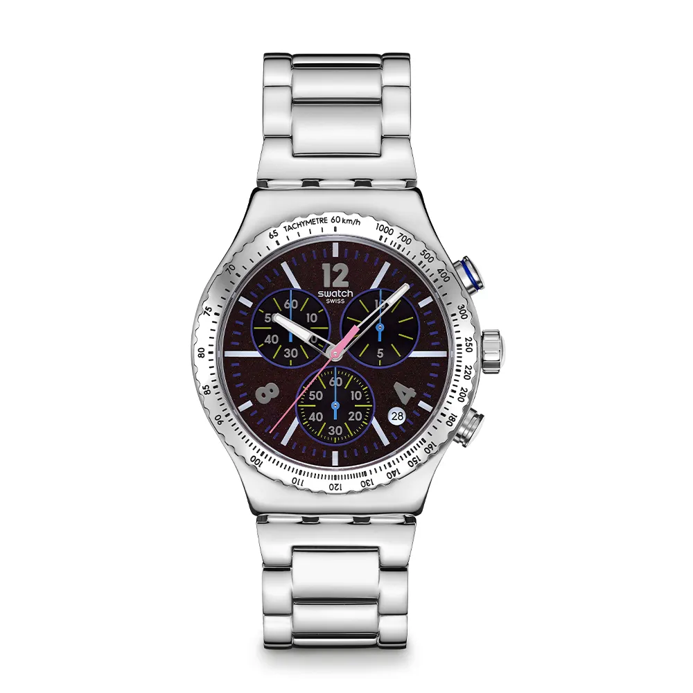【SWATCH】PURPLE GLOW 金屬手錶/男錶/瑞士製造 YVS533G(43mm)