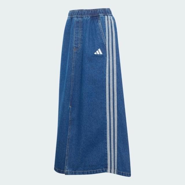【adidas 愛迪達】St Dnm Wsh Sk 女 丹寧長裙 水洗 舒適 穿搭 深藍(KV0621)
