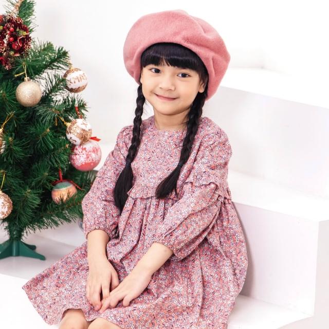 【ANNY’S 安妮公主】田園小花秋冬款純棉荷葉邊洋裝(4248粉紅)