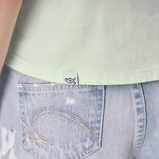 【5th STREET】雙11 女裝 短t 短袖 上衣 t恤 TEE logo 招牌 棉質 綠色(570880)