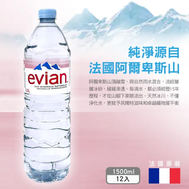 【Evian 依雲】天然礦泉水1500mlx12入/箱