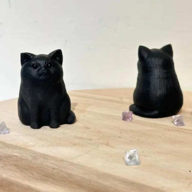 【FRAVO 法寶】超刷存在感 水汪汪 貓咪 黑曜石 灌入豐盛能量☆☆ 擋煞 桌上型 風水擺飾 貓 雕件Q24BD08-901
