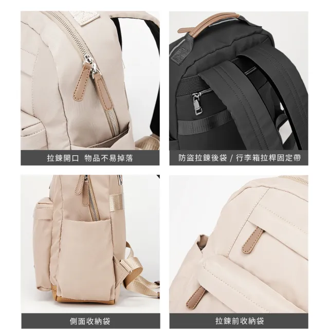 【NINE WEST】休閒高密度尼龍後背包 通勤包 拉桿包 筆電包 電腦包 NW82926(黑色)