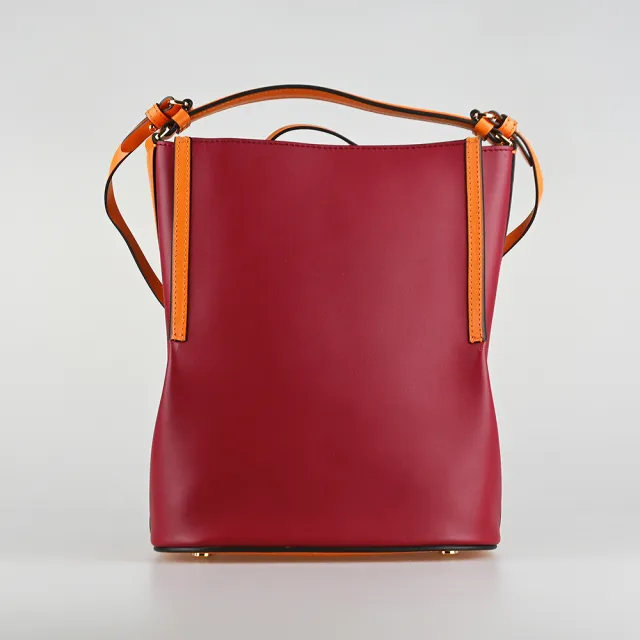 【BURBERRY 巴寶莉】BURBERRY 牛皮BUCKET系列斜背子母水桶包(紅)