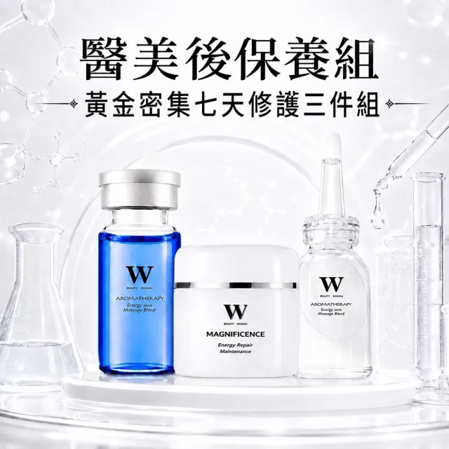 【W 修護保養】黃金密集七天修護3件組 修護保濕精華 (醫美後保養必備 - 專為醫美後研發)