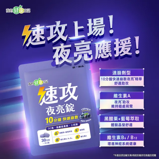 【我的健康日記】速攻夜亮錠(黑醋栗&藍莓配方)30日份(2入組)