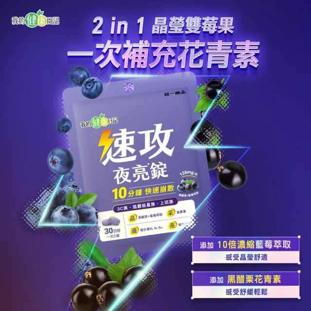 【我的健康日記】速攻夜亮錠(黑醋栗&藍莓配方)30日份(2入組)