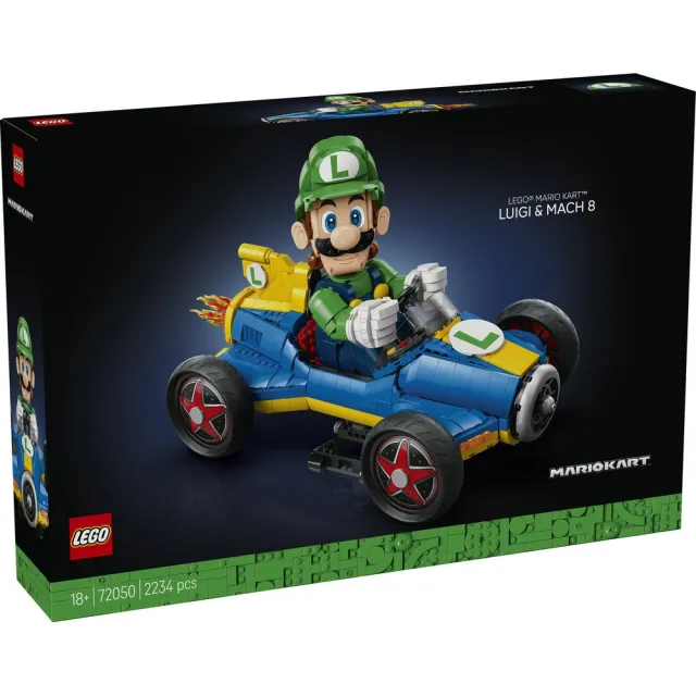 【LEGO 樂高】超級瑪利歐系列 72050 瑪利歐賽車：路易吉＆G力量(任天堂 積木 居家擺飾 玩具車 禮物 周邊)