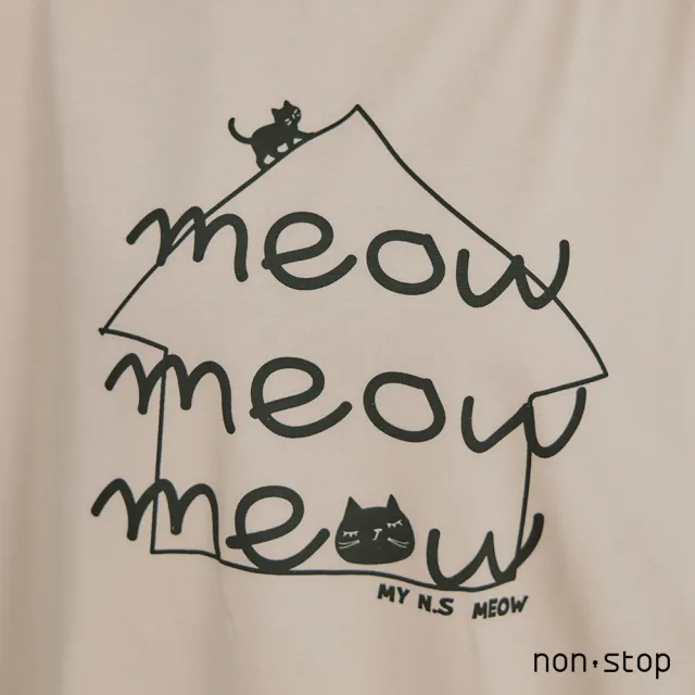 【non-stop】MEOW貓咪抽繩寬鬆T恤-2色