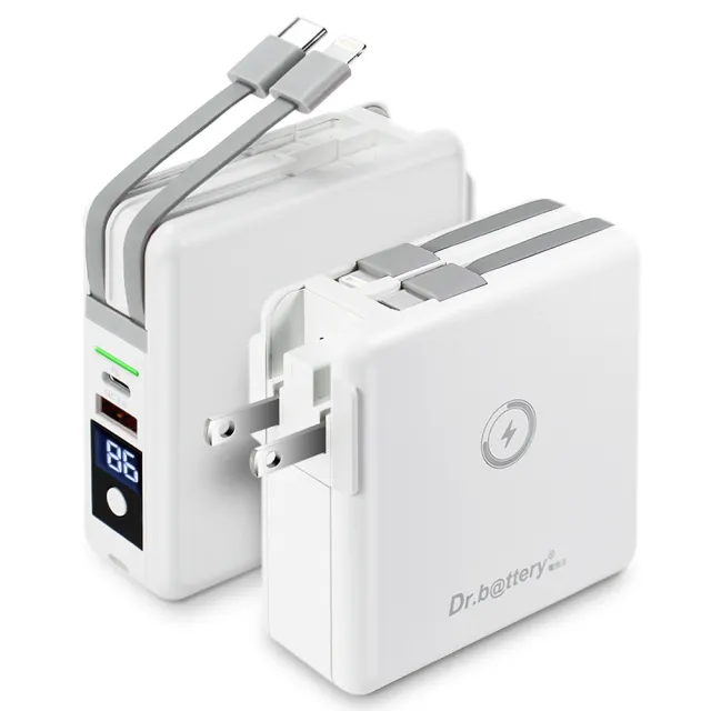 Dr.b@ttery電池王 10000mAh 第二代MagSafe 15W無線充電+數顯充電頭PD快充(五合一 萬能充Pro)