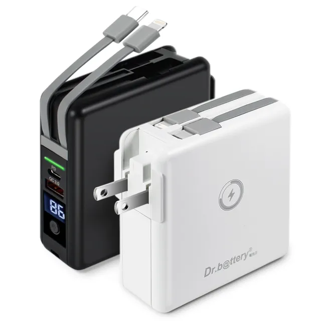 Dr.b@ttery電池王 10000mAh 第二代MagSafe 15W無線充電+數顯充電頭PD快充(五合一 萬能充Pro)