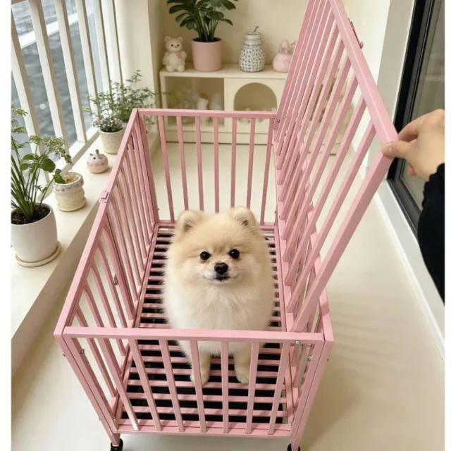 【TSUKUMI 津久見】摺疊狗籠 78*52*66cm（適用於小型犬）帶輪可移動狗籠子 室外室內寵物籠 全方管加粗