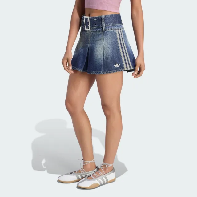 【adidas 愛迪達】STREET 短裙 KX3049 女款ORIGINALS復古街頭牛仔百褶短裙