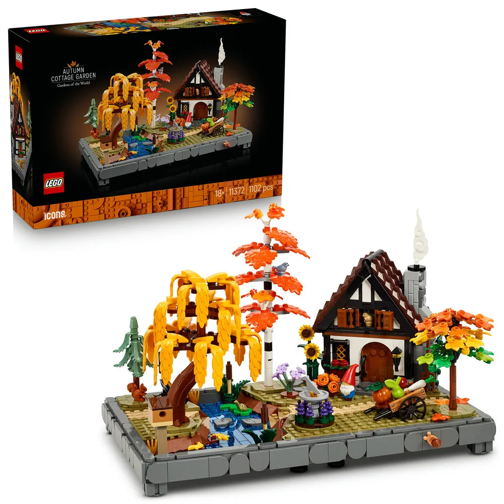 【LEGO 樂高】Icons 11372 秋季小屋庭園(建築模型 居家擺設 積木 玩具)