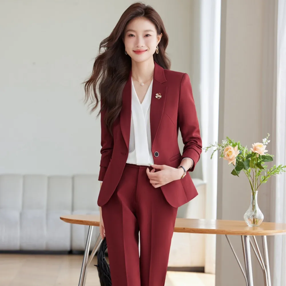 【巴黎精品】現貨限搶 西裝套裝兩件套褲裝(職業西服優雅西裝褲女裝3色a1ht48)