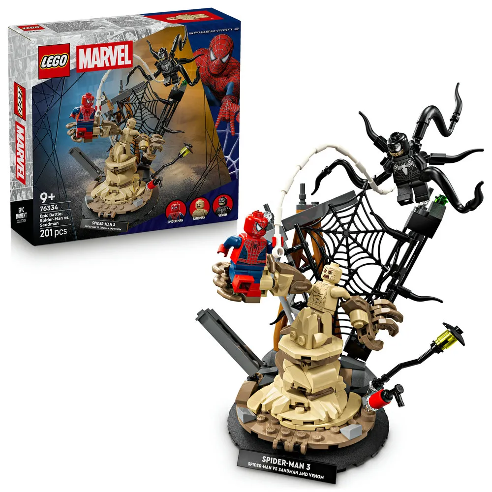 【LEGO 樂高】漫威超級英雄系列 76334 史詩級對決：蜘蛛人 vs. 沙人(猛毒 Marvel 積木 玩具)