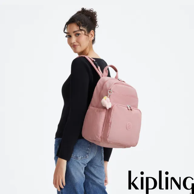 【KIPLING】淺霧粉大容量母嬰後背包-MAISIE 女包