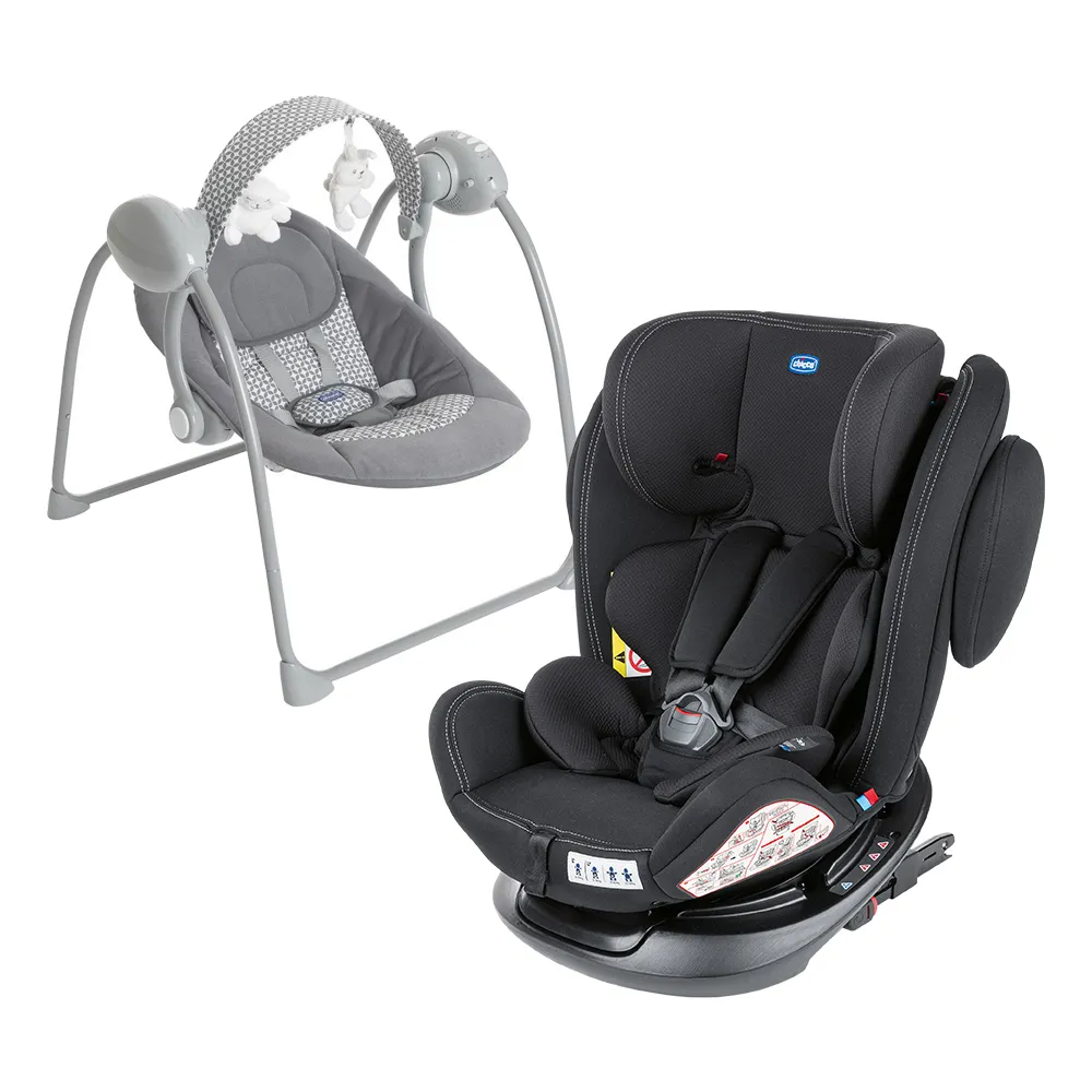 【Chicco 官方直營】Unico Plus 0123 Isofix安全汽座+Relax & Play電動音樂安撫嬰兒鞦韆(MOMO限定)