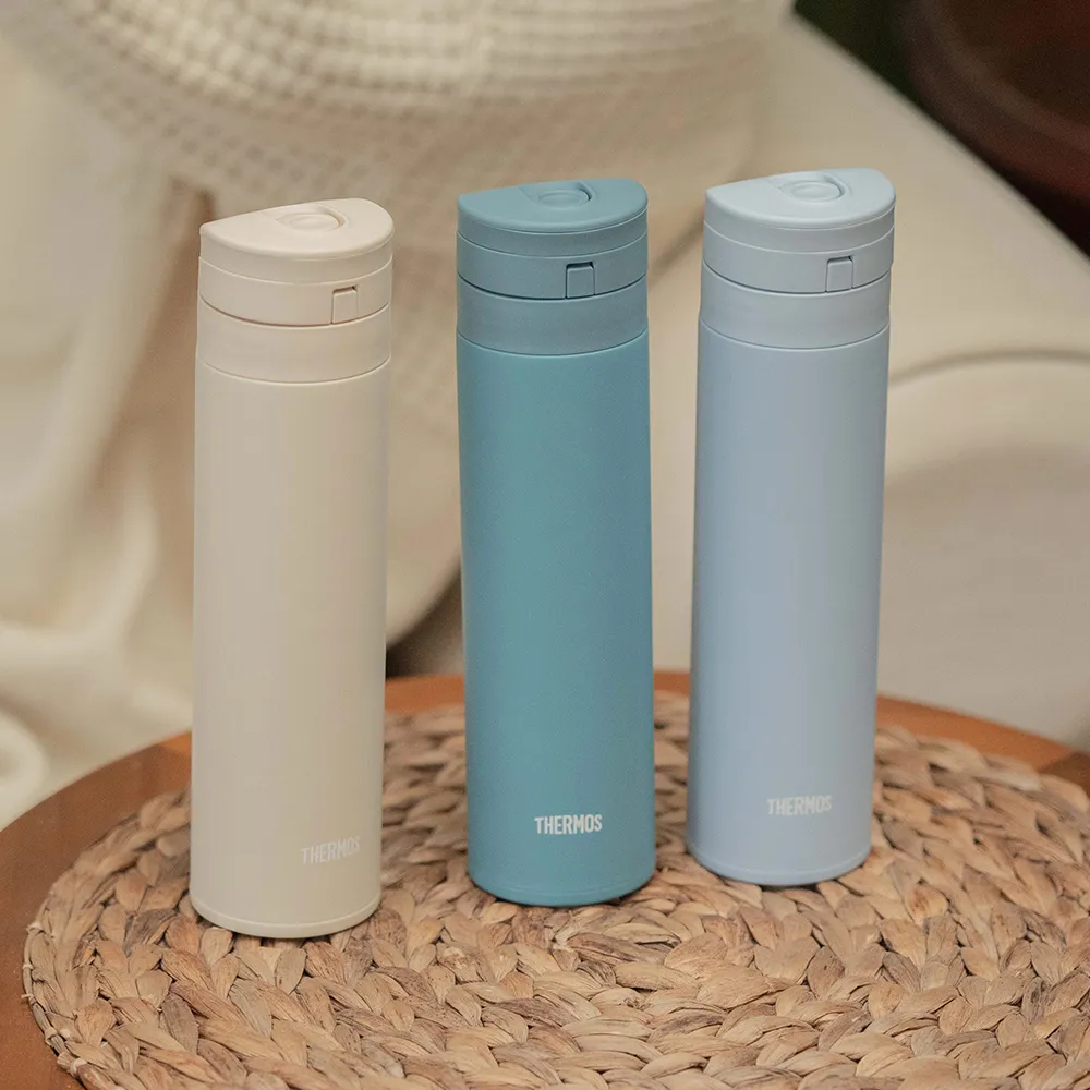【THERMOS 膳魔師】momo獨家專售不鏽鋼超輕量自動上鎖真空保溫瓶保溫杯450ml(JNS-455)