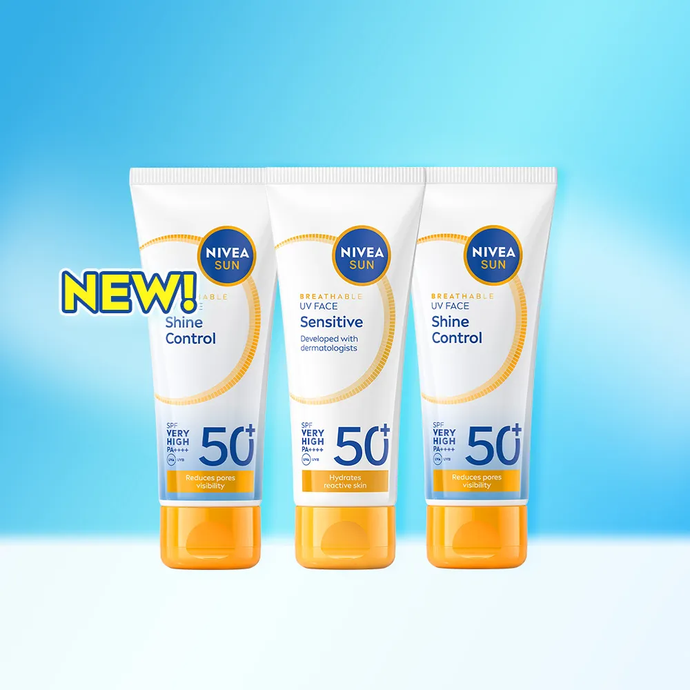 【NIVEA 妮維雅】新品上市★全護專業抗UV防曬乳SPF50+敏感舒緩/油光掰掰 40mlx3入(海洋友善)