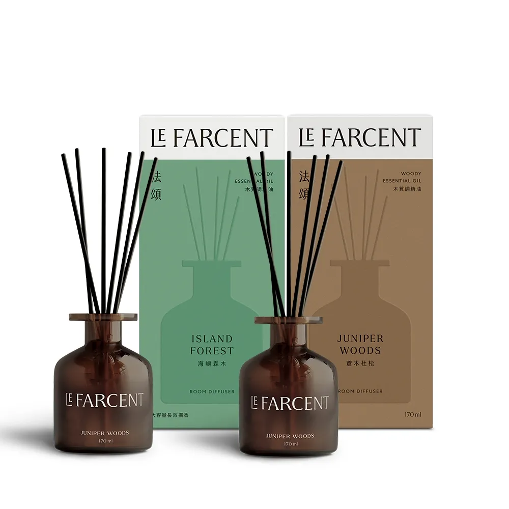 【Farcent 法頌】法頌精油擴香170mlx2入組-蒼木杜松/海嶼森木
