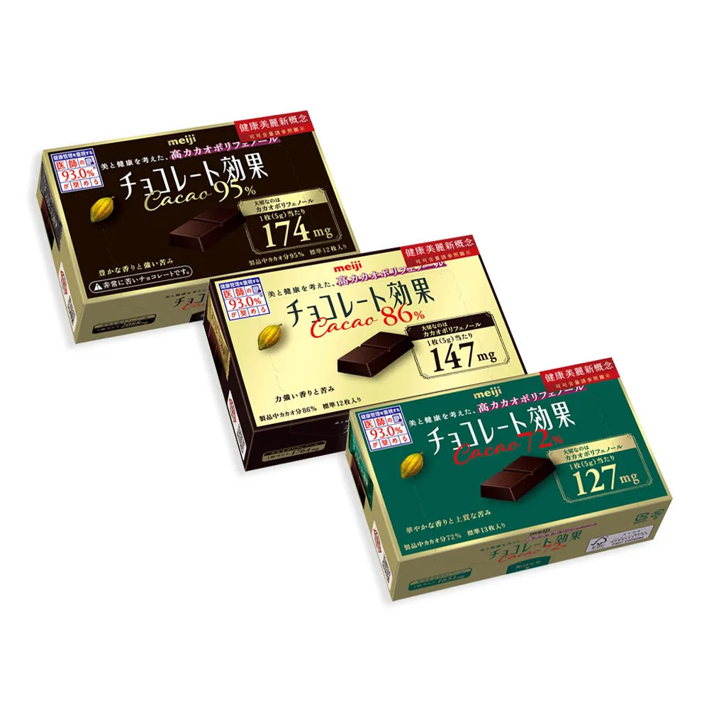 【Meiji 明治】(分次配)巧克力效果CACAO黑巧克力5盒/箱(72%/86%/95%)
