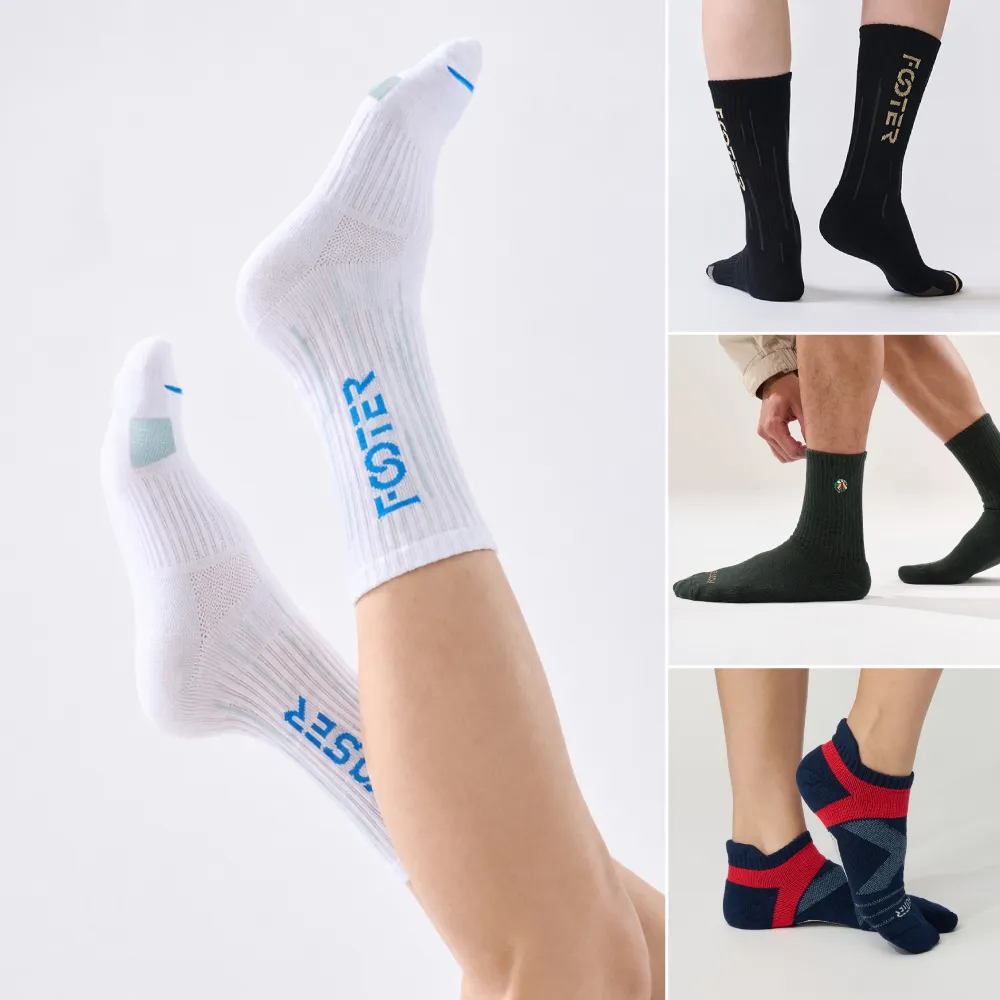 【FOOTER】新品獨家組!! 6入-機能運動輕壓力氣墊襪-(船短/中筒/高筒)