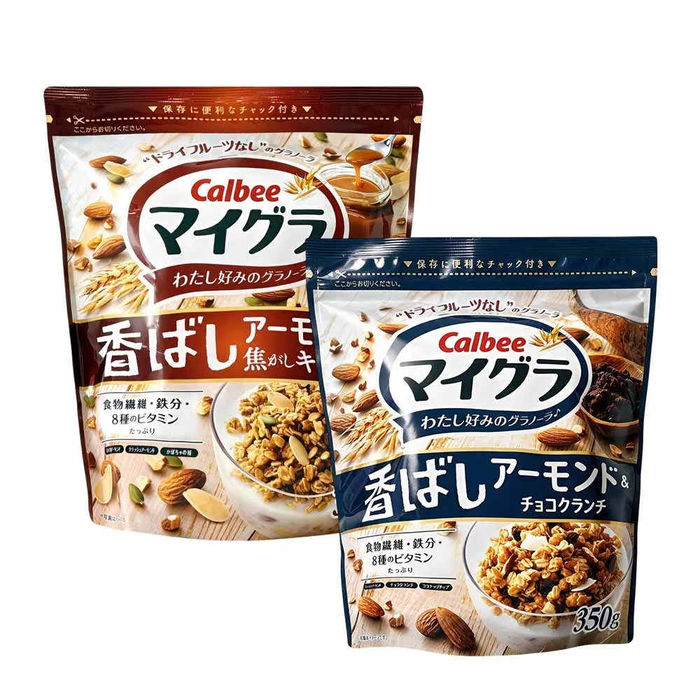 【Calbee 卡樂比】麥果樂麥片350g-任選(焦糖杏仁/杏仁可可)