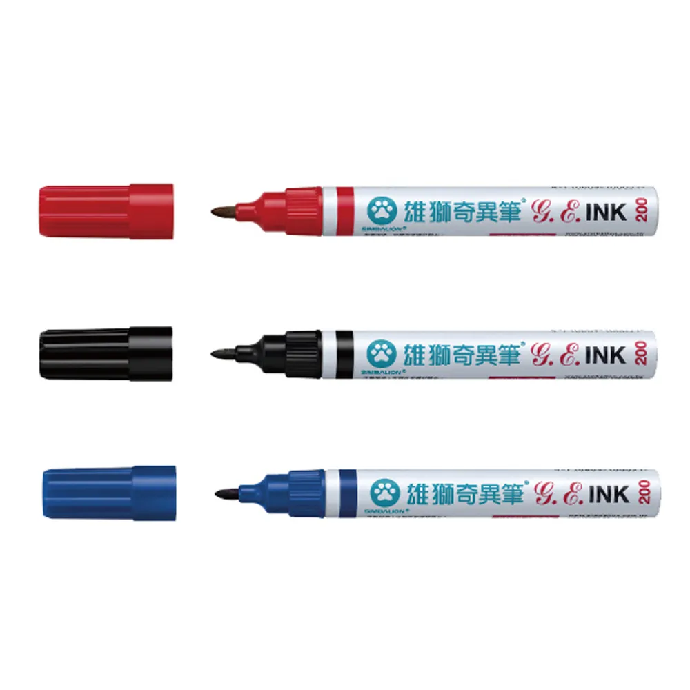【SIMBALION 雄獅文具】油性 速乾 奇異筆 1.3mm 紅/黑/藍 24打/組 NO.200